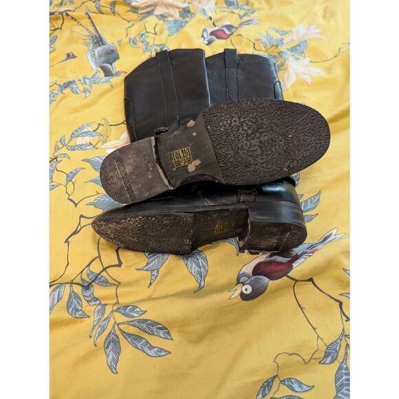 Miz Mooz Women’s 7.5 Black Leather Faux Fur Lined Tall Mid Calf Heeled Boots - Picture 3 of 9